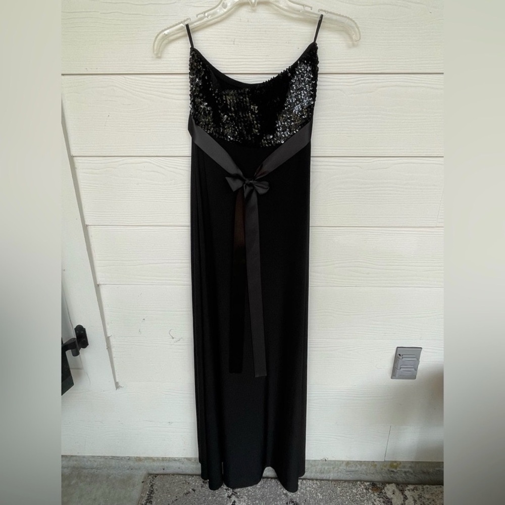 Black Sequin maternity Gown with Bow Detail
